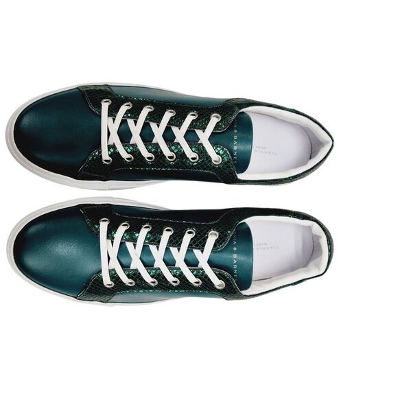 New Tiannia Barnes Men’s Billy Leather Low-Top Ebony Olive Sneaker Shoes Size 12 - Picture 9 of 12